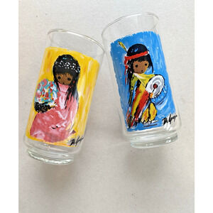 VINTAGE TED DE GRAZIA CHILDREN OF THE SOUTHWEST LIBBEY TUMBLER GLASS SET (2)